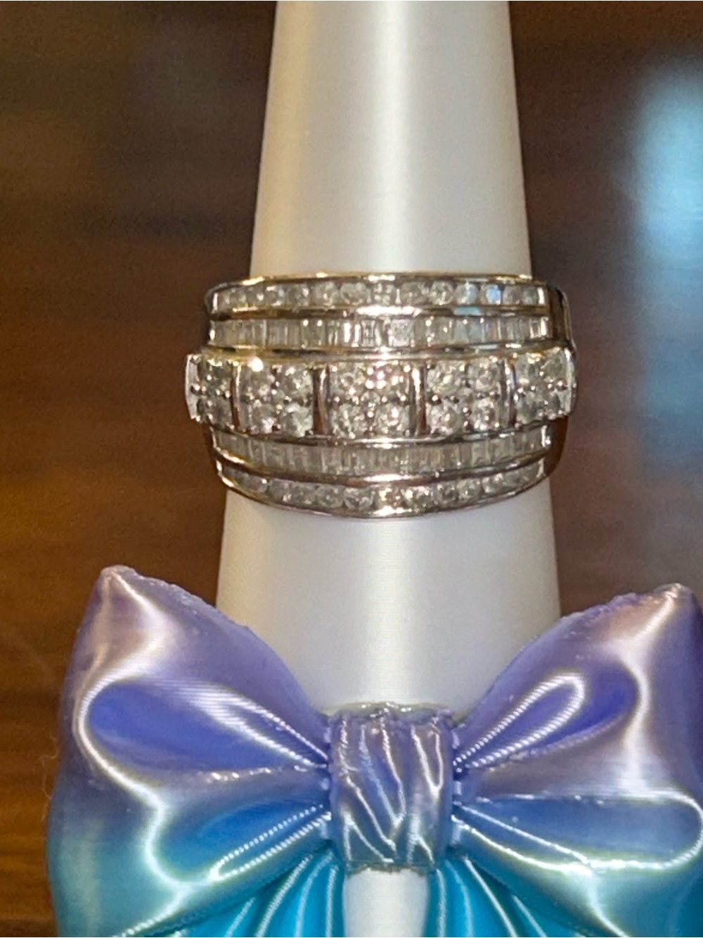 Ross-Simons 2.00ctw Baguette & Round Diamond 925 Silver Multi-Row Ring Size 10 - Picture 8 of 16